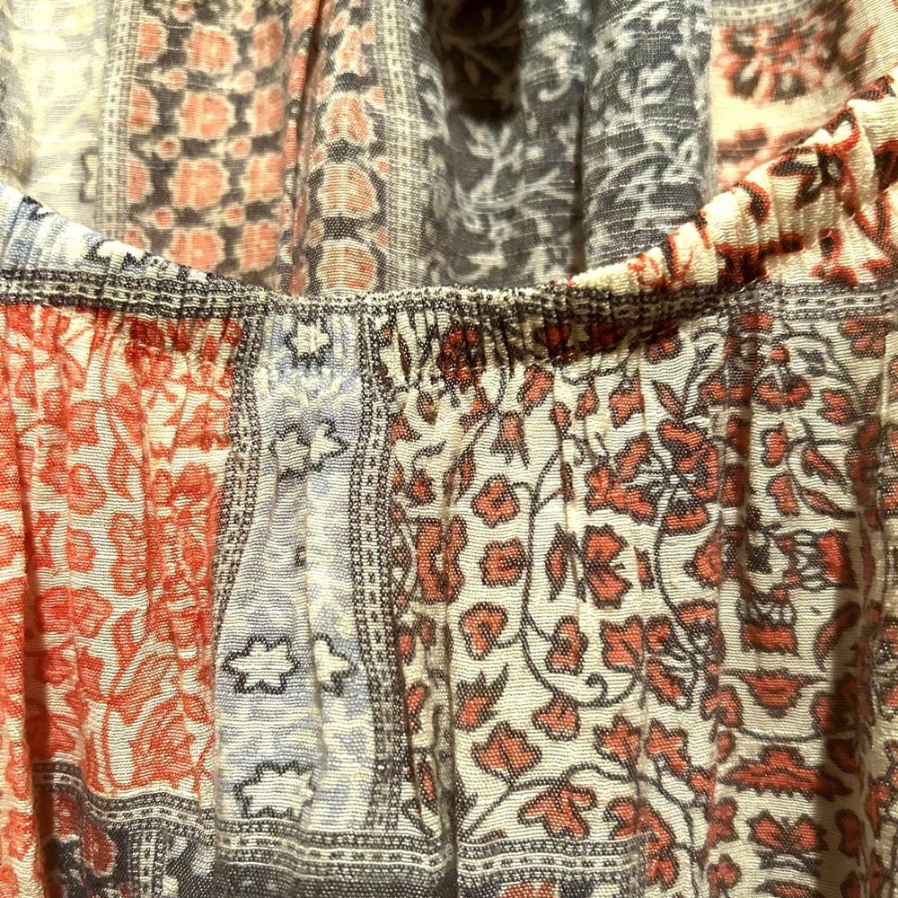 Como Vintage Boho Peasant Patchwork Style Top-Blu… - image 3